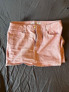 Tinseltown Skirt Girls 15 Pink Denim Mini Skirt Front Zip Pockets Rivets Button